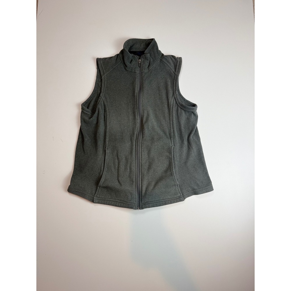 Lands‎ End Kids Gray Polartec Aircore 100 Fleece Full Zip Vest Size 10-12 Large
